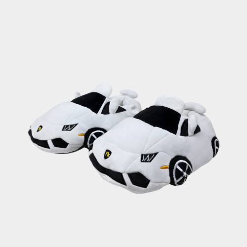White Car Slippers -  PlushKickz™