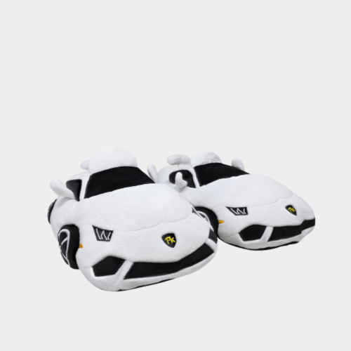 White Car Slippers -  PlushKickz™